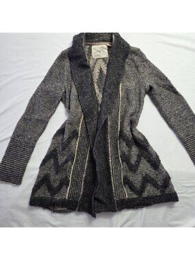 Anthropologie Angel of the North Wool Chevron Boho Cardigan Sweater Small S